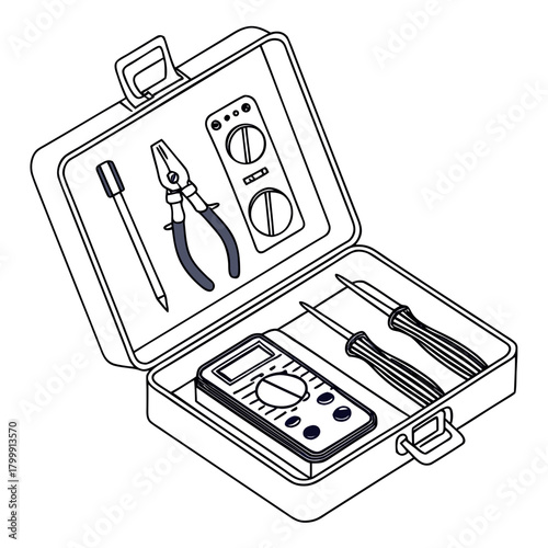 Illustration of a toolbox with tools, equipment for repair, isolated on
