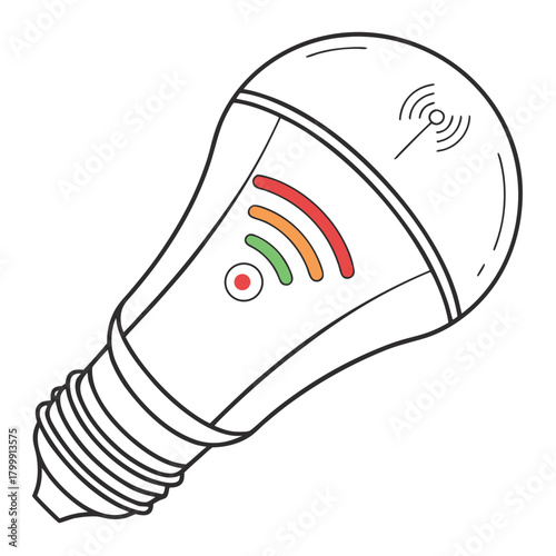 Smart light bulb with wifi signal isolated on