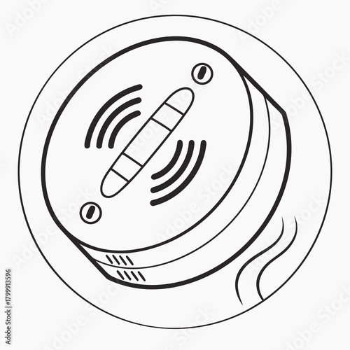 Smart smoke detector isolated on, vector illustration