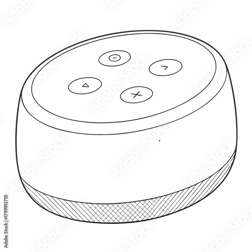 Smart speaker with buttons isolated on