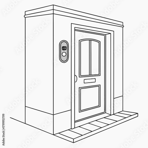 Smart doorbell with camera and intercom system isolated on