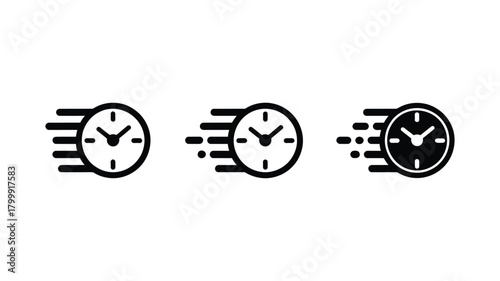 Fast time icon set showcasing speed, deadline, and urgent delivery concepts, ideal for efficiency, productivity, and quick service illustrations