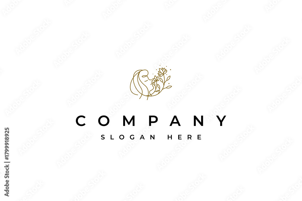Fototapeta premium beauty women logo with flower floral creative unique concept luxury premium vector