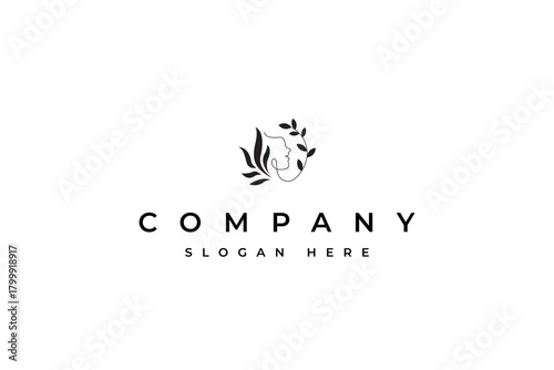 beauty women logo with flower floral creative unique concept vector