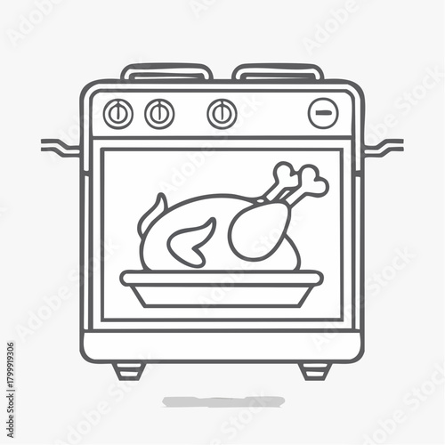 Roasted Turkey in Oven: A Culinary Delight Illustration.