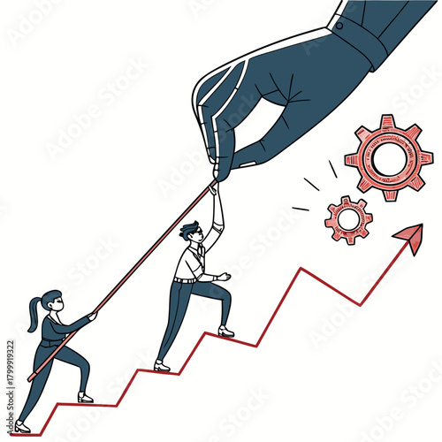 Teamwork and technology propel business growth and success with a helping hand