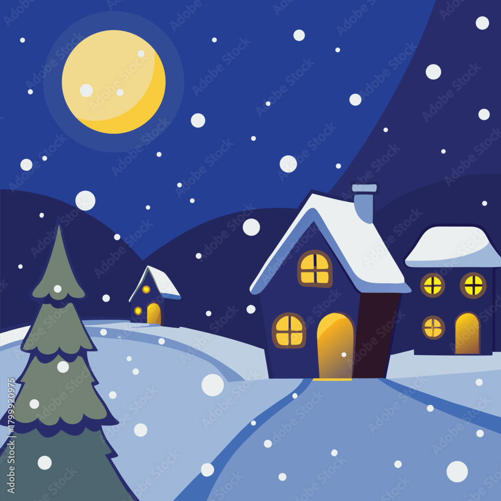 Fototapeta premium winter landscape with house