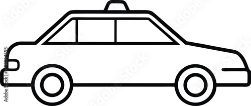 Simple Line Art Icon of a Taxi Cab with a Light on Top
