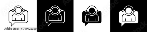 Consulting icon set in line and glyph style on black and white background