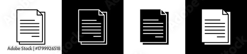 Files icon set in line and glyph style on black and white background