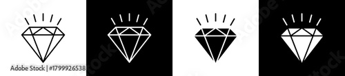 Value icon set in line and glyph style on black and white background