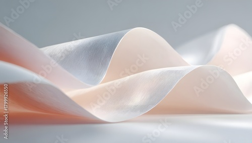 Beautiful and simple composition of pink and white paper waves creating an elegant and modern abstract background