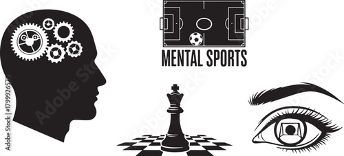 Mental sports brain activity sports chess and strategic mind game conceptual vector