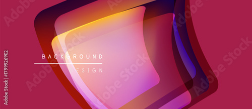 Abstract geometric design. Vibrant colors blend, creating layered effect. Pink background complements orange, yellow hues. Modern, stylish presentation.