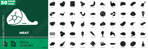Meat Solid Editable Icons set