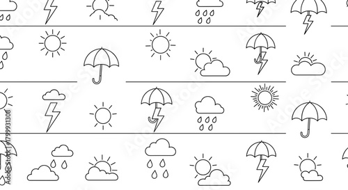 Seamless pattern with weather icons isolated on for textile design
