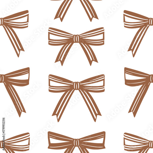 Elegant Brown Bow Pattern for Christmas Decorations and Festive Designs