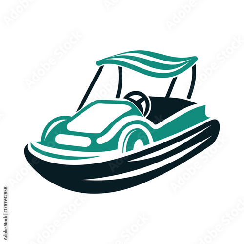 Stylized Go-Kart Icon, Teal and Black Vector Icon Set of Various Transportation Vehicles