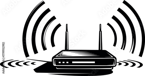 Digital Communication and Global Internet Network Signal Transmission Symbol, Technology Device for Home and Office.