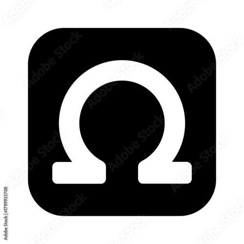 Omega greek icon. Vector image