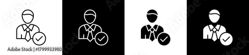 Hiring icon set in line and glyph style on black and white background