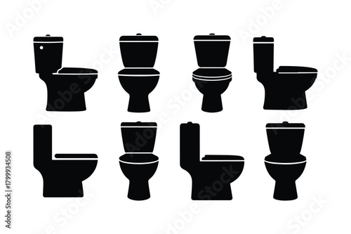 Toilet Silhouette Vector Icon Collection