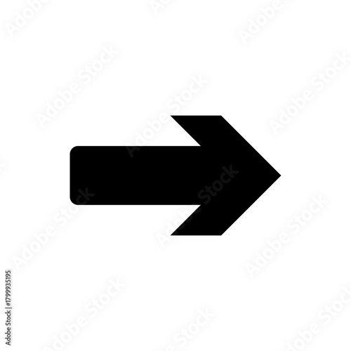 Clean and minimalistic black arrow icon pointing right on a pristine white background, perfect for indicating direction, progression, next steps, and navigation in various digital and print designs.