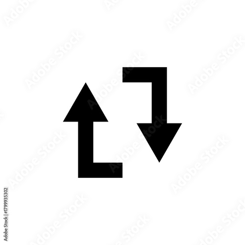 Refresh and update icon featuring two black arrows creating a circular motion on a clean white background, symbolizing reload and exchange.