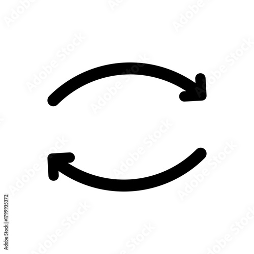 Curved two-way arrows icon representing refresh, reload, cycle, repeat, exchange, transfer, update, or synchronization symbol.