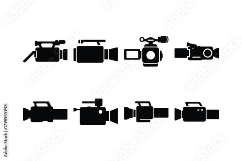 Video Camera Silhouette Vector Icon Set