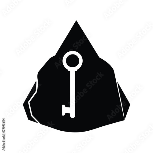 Hidden Key Under Rock Icon Background