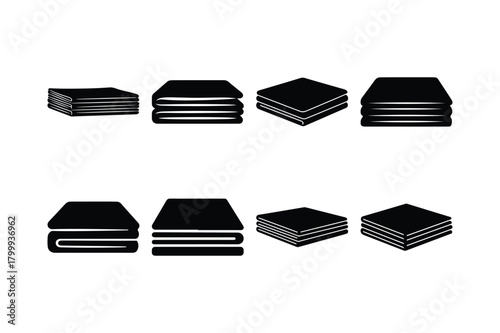 Folded Towel Silhouette Vector Icon Set