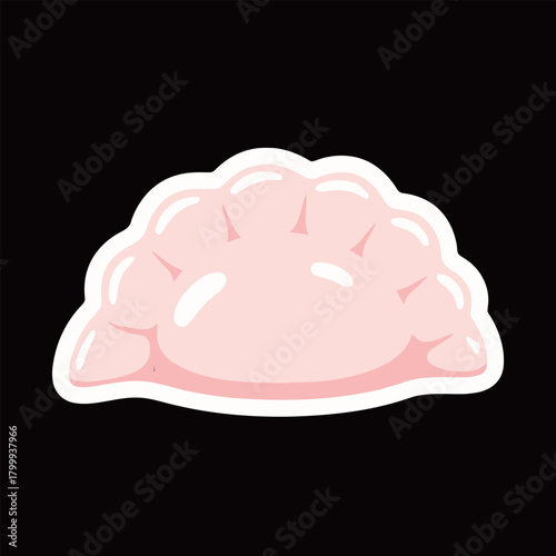 Simple Flat Vector Illustration of a Steamed Dumpling or Gyoza Sticker. Asian Food and Cuisine Concept for Restaurant Menu, Decoration, and Cooking.