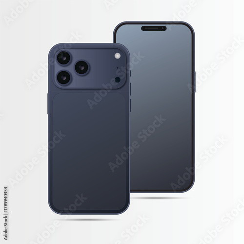 iPhone 17 Pro and iPhone 17 Pro Max mockup. iPhone 17 realistic mockup in adobe illustrator.
