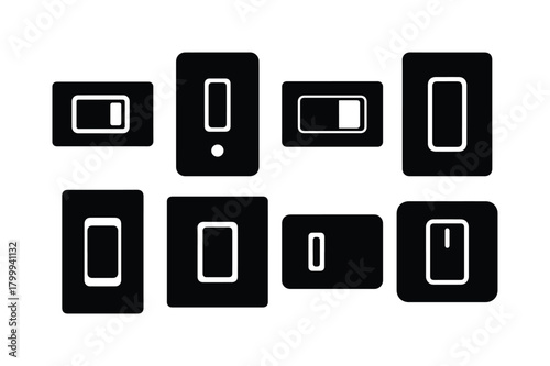 Light Switch and Battery Icon Set