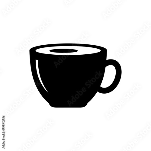 Black coffee cup sits on a white surface, steaming gently, representing a simple morning ritual and a moment of calm and focus.