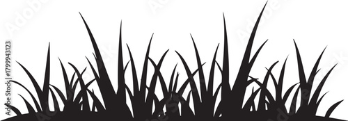 Simple black grass silhouette border for design