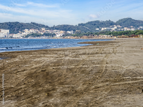 After the season, the beaches of the Adriatic Sea are empty. Montenegro