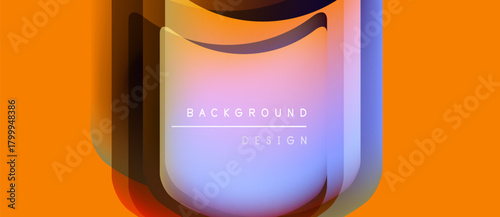 Abstract gradient shapes create modern background. Orange hues dominate, with blue center text reads background design. Minimalist composition.