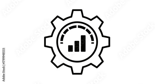 An icon depicting a gear with a gauge and a bar graph, representing performance and settings.