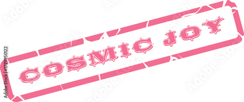 Vibrant pink cosmic joy textured stamp expressing happiness and positive universal feelings