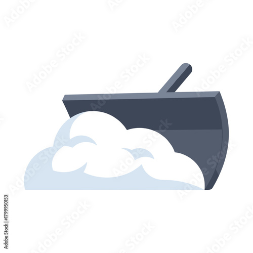 Snowplow clearing street in heavy snowfall with snow pile illustration  