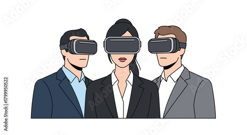 Diverse business team immersed in virtual reality for innovative collaboration and future exploration