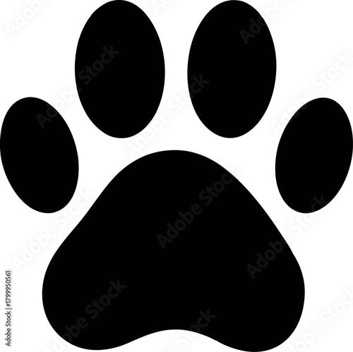 Dog or cat paw print flat icon for animal silhouette icon