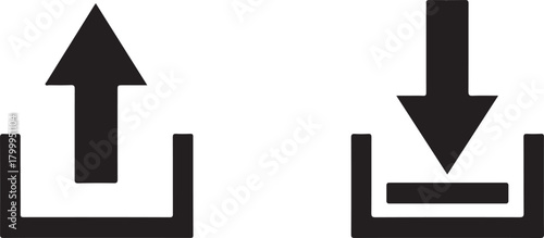 Upload and Download Icons Representing Data Transfer and Information Exchange in Digital Communication Networks and Systems