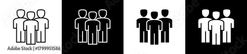 Customer icon variations in line and glyph style on black and white background