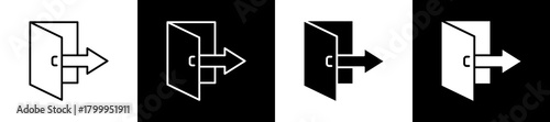 Leave icon variations in line and glyph style on black and white background