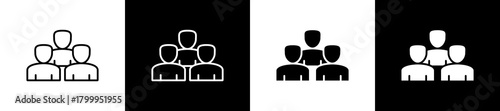 Customer icon variations in line and glyph style on black and white background