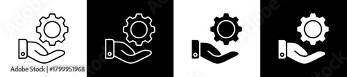 Service icon variations in line and glyph style on black and white background