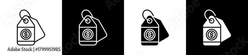 Price icon variations in line and glyph style on black and white background